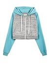 DOUBLJU Women's Casual Long Sleeve Crop Tops Zip Up Hoodies Sweatshirts with Plus Size, Cwohol107_charcoalaquablue, Small