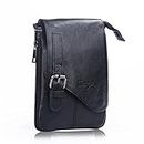 Hengwin Premium Leather Men Travel Bag Phone Pouch Crossbody Purse Belt Waist Pouch for iPhone 8Plus,iPhone X,iphone 7plus,iphone 6sPlus ,Samsung S8,S8Plus (Black)
