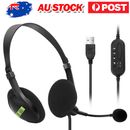 USB Headphones Computer Headset with Microphone Noise Cancelling For PC Laptop