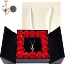 16 Infinity Rosen Blumen Rosenbox mit Halskette 100 Sprachen Geburtstag Geschenk