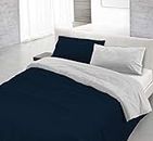 Italian Bed Linen Natural Color Doubleface Bettbezug, 100% Baumwolle, Rot/Bordeaux, Einzelne