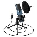 TONOR TC-777 Podcast Microphone, USB Computer Microphone, Cardioid Condenser PC Mic with Tripod Stand and Pop Filter for Podcasting, Streaming, Vocal Recording, Compatible with PC & Laptop, PS4/5