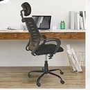 NEWTURN Boom with Headrest Ergonomic Mesh Revolving Medium Back Adjustable Height Chair with Spacious Comfortable Seat for Office and Home (2 Years Warranty) (Black HB) (DIY)