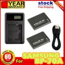2x Battery + USB Lcd Charger For Samsung WB35F WB50F WB51F WB52F WP10 BP-70A