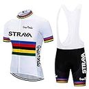 Cycling Jersey Men Set Bib Shorts Set Summer Mountain Bike Bicycle Suit Anti-UV Bicycle Team Racing Uniform Clothes (White,X-Large)…