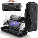 Carrying Case Accessories for Playstation Portal, Full Protection Bundle with Tempered Glass Screen Protector, Clear Protective Cover Case, Hard Shell Portable Travel Bag for PS5 Portal Remote Player (Black)