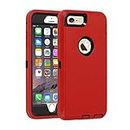 smartelf Case for iPhone 6/6s Heavy Duty With Built-in Screen Protector Shockproof Dust Drop Proof Protective Cover Hard Shell for Apple iPhone 6/6s 4.7 inch- Red/Black