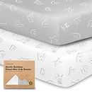 2-Pack Mini Crib Sheets, Pack and Play Sheets Fitted - Pack N Play Sheets, Organic Fitted Crib Sheet for Pack and Play Mattress, Playard Baby Crib Sheets, Crib Sheets Neutral for Boys,Girls (ABC Land)