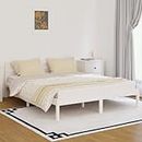 Coavain Beds, Frames & Bases Yatak çerçevesi Lit à palettes moderne en bois de pin massif 160 x 200 cm Blanc