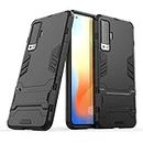 nh VIVO Y97 Case, Slim Thin Horizontal Kickstand + [Tempered Glass Screen Protector 2 Pack] Drop Protection Fashion Phone Case Bumper Cover for VIVO Y97 - Black