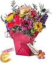 Pretty In Pink Fresh Cut Live Flowers Arranged in a Takeout Container with your Personal Message Tucked Inside a Fortune Cookie