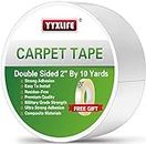 YYXLIFE Double Sided Removable Rug Tape - Carpet Adhesive for Hardwood Floors, 2 Inch x 10 Yards, White