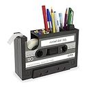Rfvtgb Cassette Tape Dispenser Pen Holder Vase Pencil Pot Stationery Desk Tidy Container Office Stationery Supplier Gift(Black)