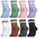 Zuimei 8 Pairs Ladies Socks, Colorful Sports Gym Leisure Crop Socks Casual Socks Ankle Cotton Liners Socks Athletic Socks Multipack for Men & Women, Size 6-11
