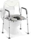 Raised Toilet Seat with Handles and Back, 330lb Bedside Commode Chair with Arms, Height Adjustable Portable Elevated Bathroom Chair for Adults, Senior, Elderly, Disabled