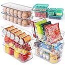 Myiosus Refrigerator Organizer Bins, Fridge Organisers Drawers with Handles, Set of 13 Clear Plastic Fridge Storage Containers for Pantry, Kitchen Cupboard, Freezer