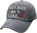 Waldeal Embroidered Boat Hair Dont Care Hat Adjustable Washed Kayaking Baseball Cap Gift for Mom Grey