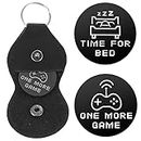 Cobee Funny Destiny Flip Coins, Double Sided Gaming Novelty Coin One More Game/Go to Bed Pocket Hug Token with Leather Keyring Stainless Steel Decision Maker Coin Gifts for Boyfriend Girlfriend