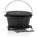 BBQ-Toro Gusseisen Grilltopf mit Grillrost | (B) 32 x (T) 33 x (H) 18 cm | Hibachi Style Grill mit Grillrostheber | Holzkohle Campinggrill, Gusseisen Feuertopf, BBQ Grill, Dutch Oven Station