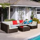 7-Piece Patio Rattan Sofa Set Wicker Woven Garden Outdoor Furniture, Beige