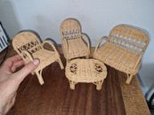 meubles de jardin de poupée 1950 : SALON DE ROTIN 4 pieces