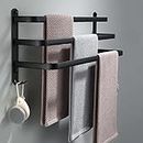 Ruhetfam 60CM Towel Bar Towel Rack Bathroom, Bathroom Accessories Set,60CM Handtuchhalter Ohne Bohren, Handtuchhalter Schwarz,