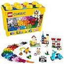 LEGO Classic Große Bausteine-Box, Konstruktionsspielzeug für Mädchen und Jungen mit Aufbewahrungsbox, enthält Bunte Steine, Reifen, Türen, etc. in 33 Farben, Geschenk für Kinder ab 4 Jahren 10698