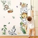 decalmile Jungle Animals Wall Decals Safari Elephant Lion Monkey Wall Stickers Kids Room Baby Nursery Bedroom Door Wall Decor
