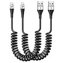 Coiled Lightning Cable 3FT iPhone Cable for Car 2Pack iPhone Charging Cord [Apple MFi Certified] Short USB A Charger Cable Compatible with iPhone 12 11 Pro Max Mini XS XR X 10 8 7 Plus 6s 6 SE iPad