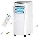 COSTWAY 8000 BTU Portable Air Conditioner, 3-in-1 Air Cooler w/Built-in Dehumidifier, Fan Mode, Sleep Mode, Remote Control& LED Display, Rooms Up to 230+ Sq. ft, for Home Office (White)