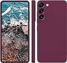 LOXXO® Liquid Silicone Case with Microfiber Cushioning Compatible for Samsung Galaxy S22 5G Shockproof Slim Back Cover, Gel Rubber Full Body Protection (Wine Red)