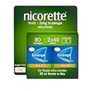Nicorette Fruit 2mg Lozenge, 80 Lozenges (2 x 40 Packs), Effective and Discreet Quit Smoking Aid for Cigarettes, Nicotine Lozenges with Dual-Layer Fruity Flavour Release
