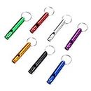 Homer-wa Pack of 8 Extra Loud Emergency Whistle Keychain Camping Survival Whistle, Aluminum Alloy Whistle Key Chain for Camping Hiking Hunting Outdoors Sports