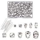 PandaHall 180pcs Glass Sew On Rhinestones with Needles Crystal Sew On Claw Rhinestone with Hole for DIY Dress Clothes Shoes Bag Decorations