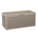 Furmax Outdoor Water Resistant Deck Box Storage For Outdoor Pillows, Pool Toys, Garden Tools, Furniture & Sports Equipment Plastic in Brown | Wayfair
