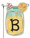 JEC Home Goods Home Garden Flags Monogram Lemonade Mason Jar Burlap Summer Garden Flag 12.5 x 18 (Letter B)