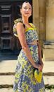 New Embroidered Lemons Love for Summer Fringe Skirt Top Set