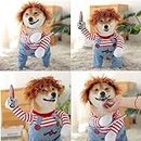 Pet Deadly Doll Dog Costume, Novelty Dog Cosplay Funny Halloween Costumes, Cute Dog Clothes for Small Medium and Large Dogs Cats Puppy, Party Dress Up Cool Dog Outfit Scary and Spooky Apparel (S, Red)