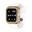 18K Yellow Gold Plated Jewelry-Style Apple Watch Case with Cubic Zirconia CZ Border - Color & Size Options - Medium (Fits 40mm Series 4 iWatch)