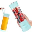 Toycol Portable Blender Mini Personal Juicer Cup Travel Smoothie Maker with Updated 6 Blades,Wireless USB Rechargeable Fruit Juice Mixer with 4000mAh Battery 16Oz for Outdoors,Home Christmas Gift Blue