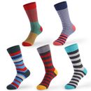Mens Socks 5 Pairs Casual Work Sports Cotton Rich Stripe Designer Sock UK 8–14