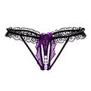 DRESS SEXY Plus Size Purple - Black Crotchless Erotic Panty - 04567P-PP-BK