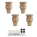 6cm-12cm Antique Furniture Legs,Set of 4 Modern Solid Wood Vintage Furniture Feet DIY Replacement for Cabinet Cupboard Sofa Couch Chair TV Desk Table Ottoman(White,Wood color, black)