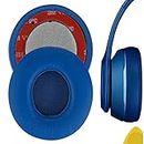 Geekria QuickFit Protein Leather Ear Pads for Solo 2, Solo 2.0 Wireless On-Ear Headphones, Replacement Ear Cushion/Ear Cups/Ear Cover, Headset Earpads Repair Parts (Blue)