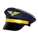Boland 01253 - Cappello da pilota per adulti, misura regolabile, blu scuro con oro, capitano, aviatore, festa motto, carnevale