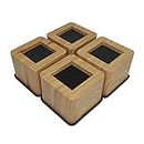 aspeike 3 INCH Square Bed and Furniture Risers 7.6 cm Heavy Duty Bed Lifts - Lifts Up to 2,200 LBs/1,500kg Couch Sofa or Table Risers (Plastic) Wooden Color, 4 Pcs