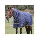 SmartPak Ultimate Combo Neck Turnout Sheet - 87 - Lite (0g) - Navy w/ Charcoal & Grey Trim & White Piping - Smartpak