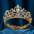 Bridal Princess Tiara Round Baroque Pageant Crowns Crystal Full Crown King Tiara