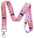 Execucat Cat with Mask Lanyard Keychain ID Badge Holder (Pink)