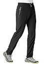 YSENTO Men's Outdoor Sports Quick Dry Athletic Jogger Pants Stretch Hiking Pants with Zipper Pockets Black US XXL